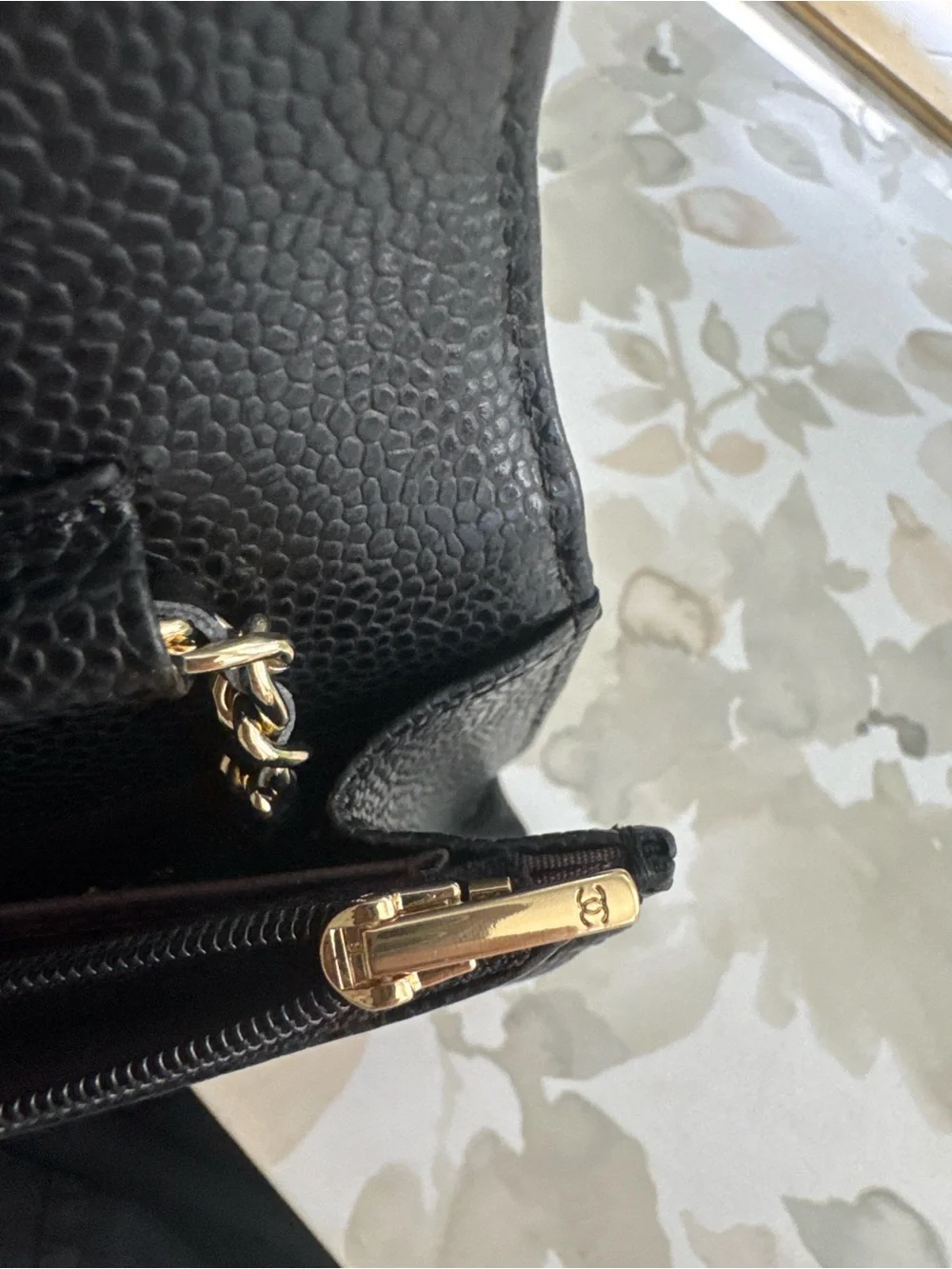 CHANEL Black Quilted Bag with Gold CC